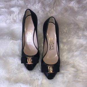 Salvatore Ferragamo Peep Toe Pumps